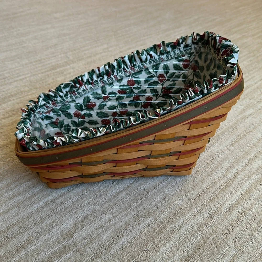 Longaberger Holiday Sleigh Basket Large Slanted | Vegetable With Liner Protecter